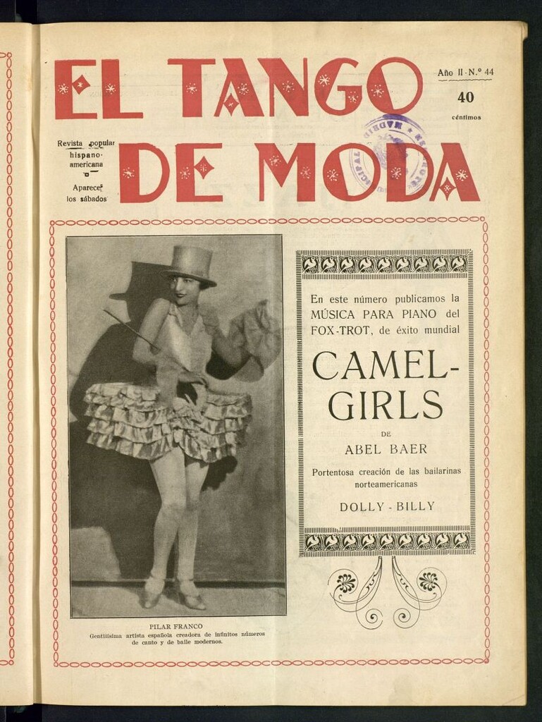 Miniatura de El Tango de Moda : revista popular hispano-americana. Aparece los sábados. Nº 44