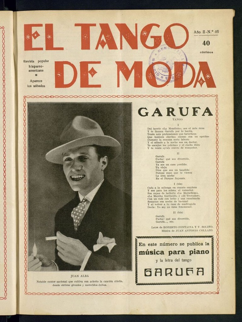 Miniatura de El Tango de Moda : revista popular hispano-americana. Aparece los sábados. Nº 46
