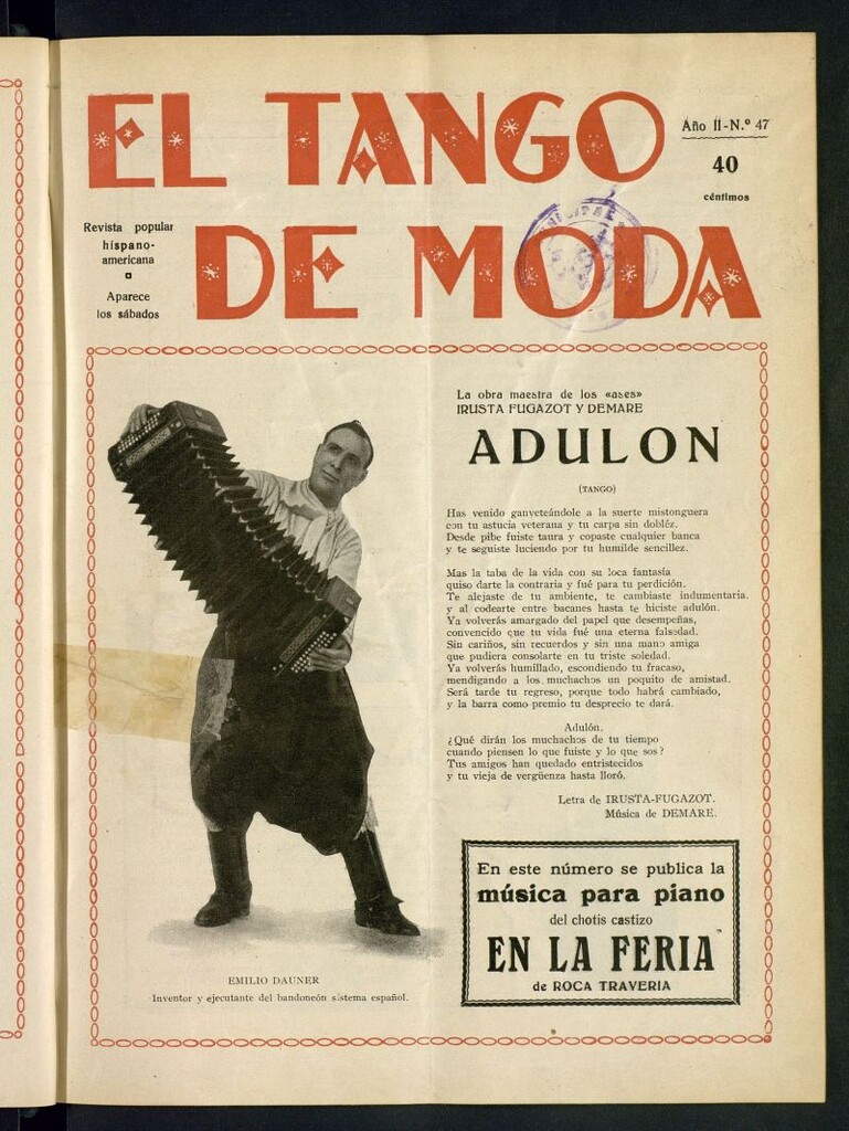 Miniatura de El Tango de Moda : revista popular hispano-americana. Aparece los sábados. Nº 47