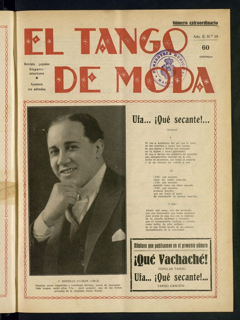 Miniatura de El Tango de Moda : revista popular hispano-americana. Aparece los sábados. Nº 48 Extraordinario