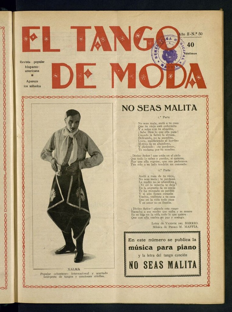 Miniatura de El Tango de Moda : revista popular hispano-americana. Aparece los sábados. Nº 50