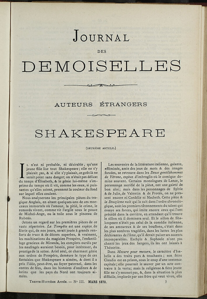 Miniatura de Journal des Demoiselles. Marzo 1870