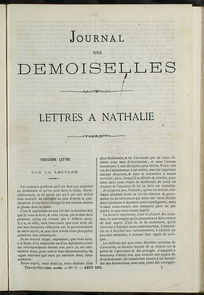 Miniatura de Journal des Demoiselles. Agosto 1871