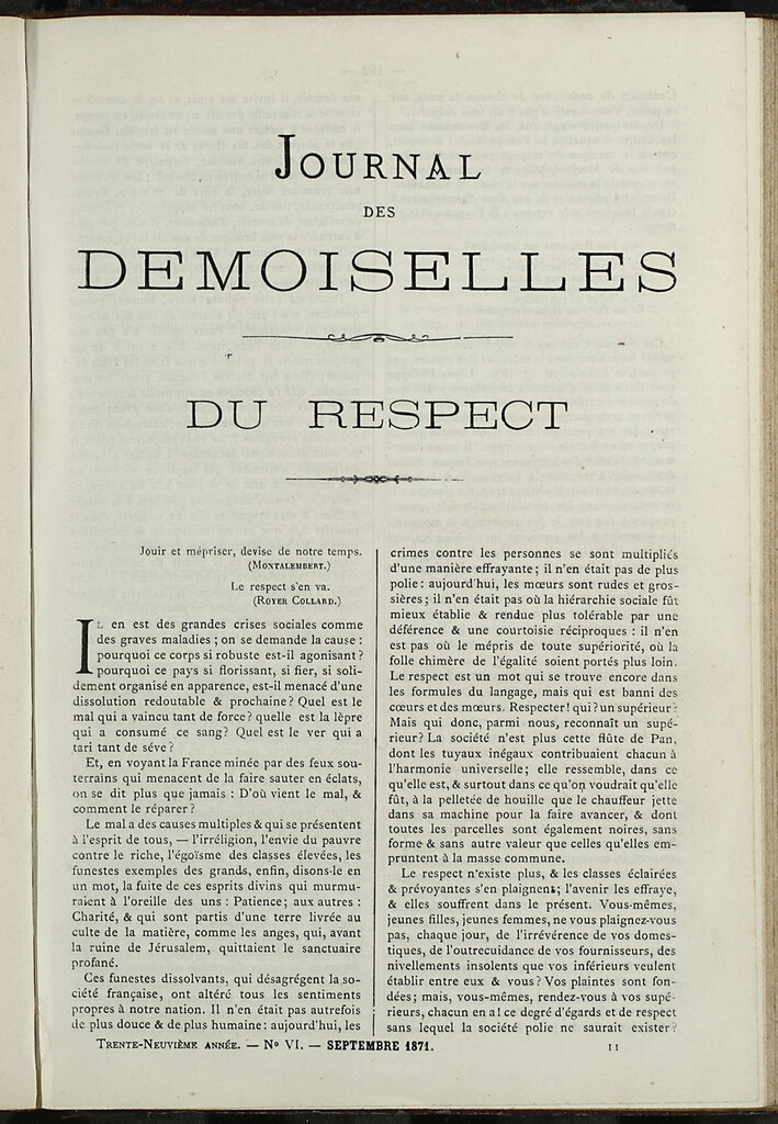 Miniatura de Journal des Demoiselles. Septiembre 1871