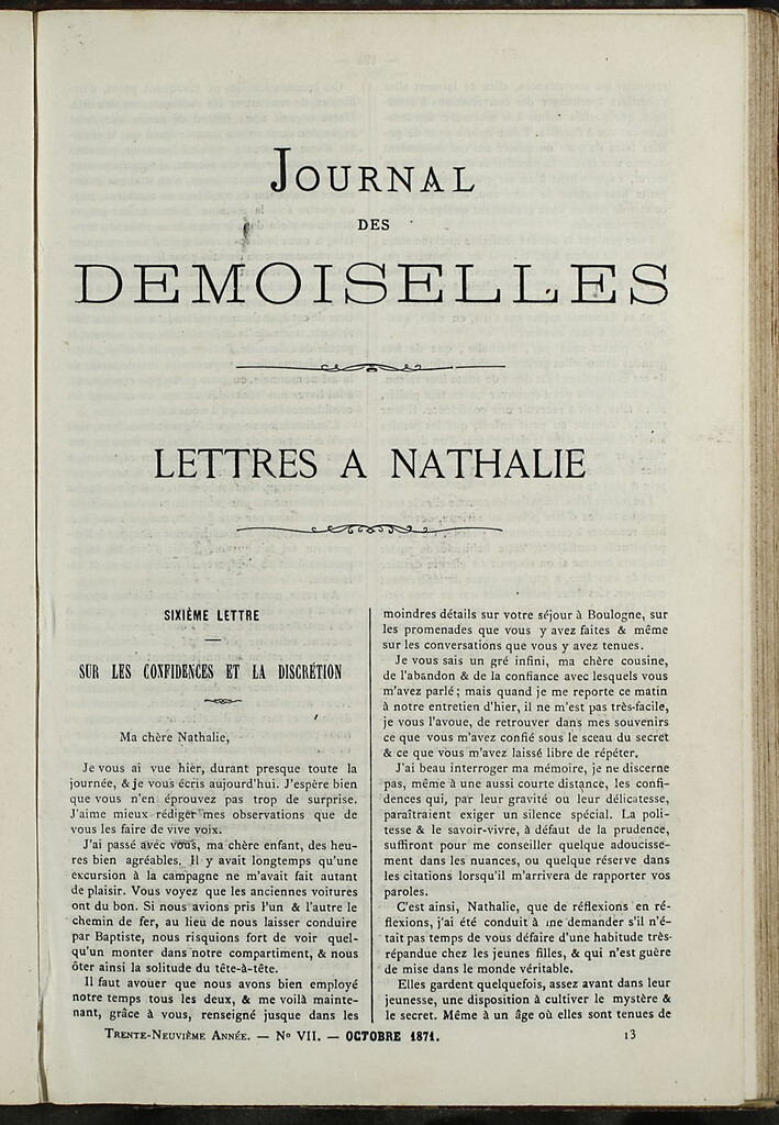 Miniatura de Journal des Demoiselles. Octubre 1871