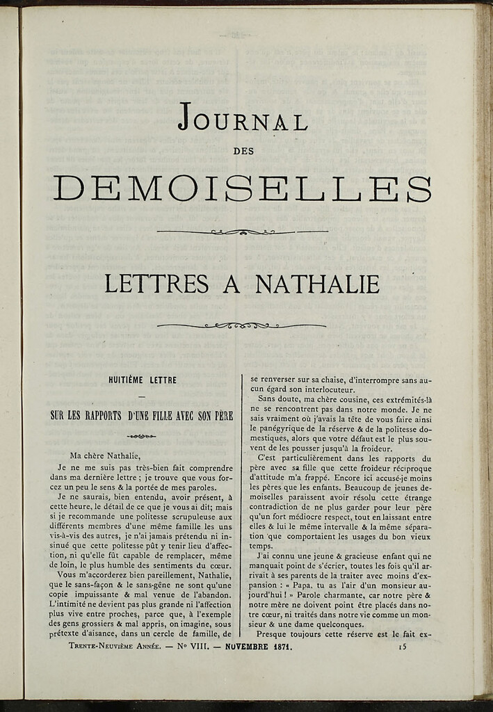 Miniatura de Journal des Demoiselles. Noviembre 1871