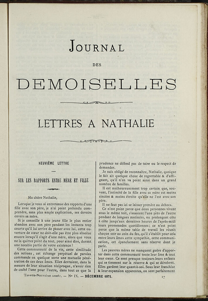 Miniatura de Journal des Demoiselles. Diciembre 1871