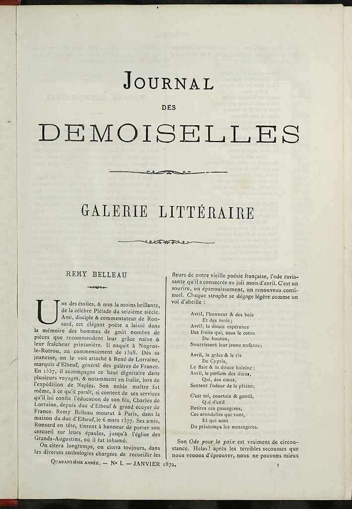 Miniatura de Journal des Demoiselles. Enero 1872
