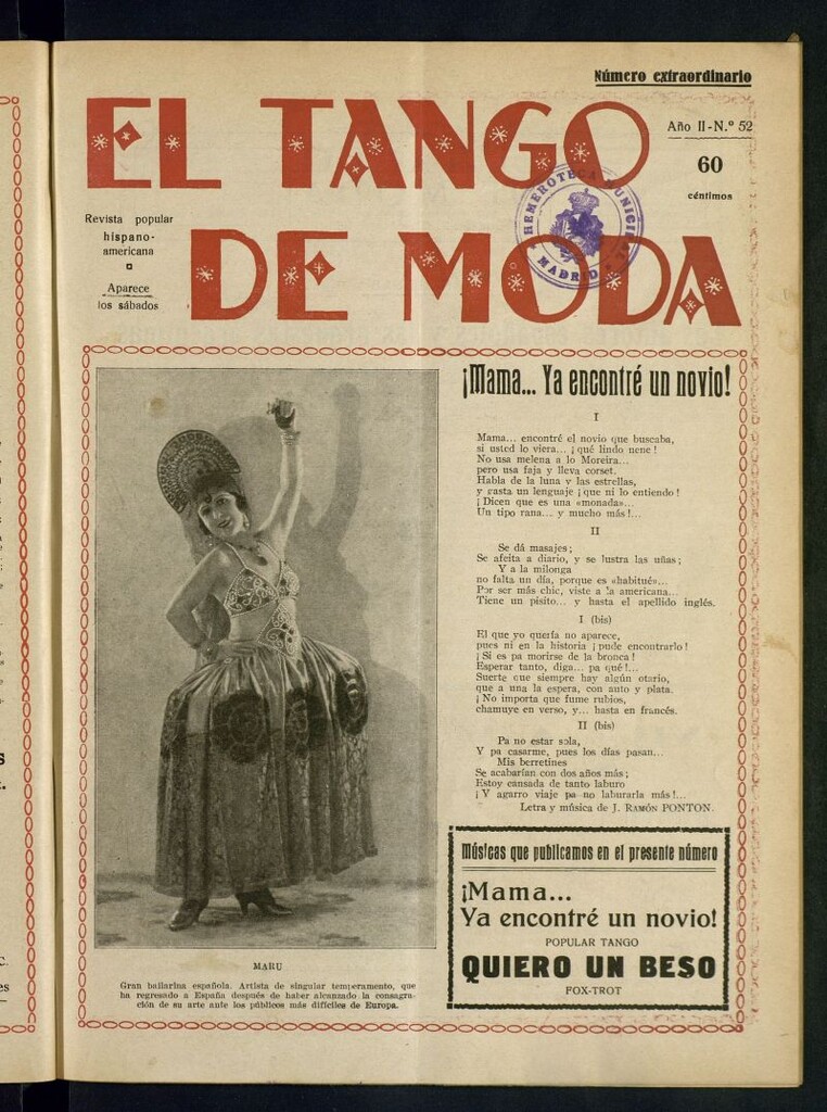Miniatura de El Tango de Moda : revista popular hispano-americana. Aparece los sábados. Nº 52