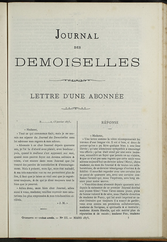 Miniatura de Journal des Demoiselles. Marzo 1873