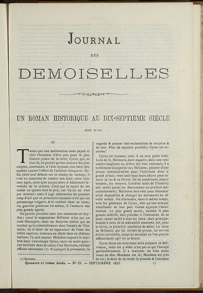 Miniatura de Journal des Demoiselles. Septiembre 1873