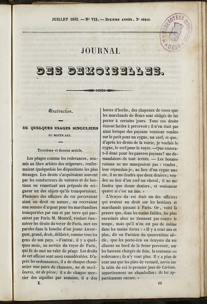 Miniatura de Journal des Demoiselles. Julio 1842