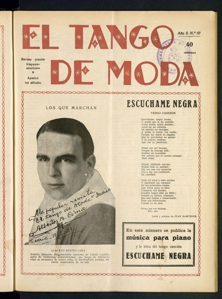 Miniatura de El Tango de Moda : revista popular hispano-americana. Aparece los sábados. Nº 57