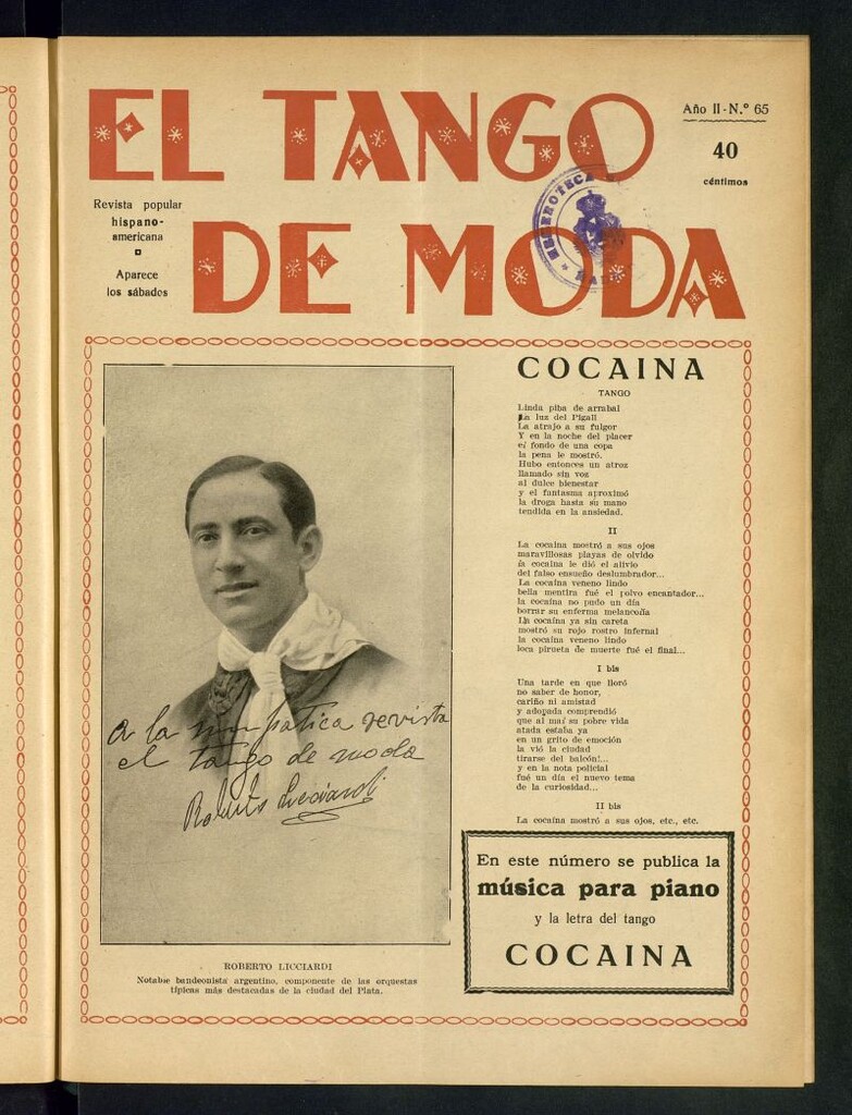 Miniatura de El Tango de Moda : revista popular hispano-americana. Aparece los sábados. Nº 65