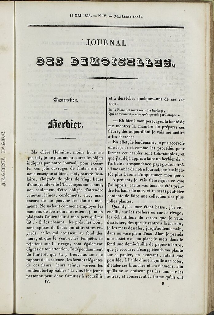 Miniatura de Journal des Demoiselles. 15 de Mayo de 1836