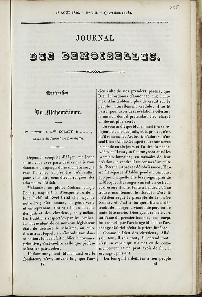 Miniatura de Journal des Demoiselles. 15 de Agosto de 1836