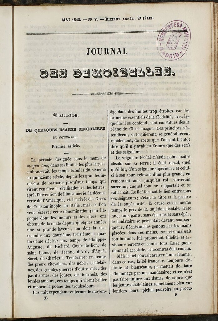 Miniatura de Journal des Demoiselles. 15 de Mayo de 1842