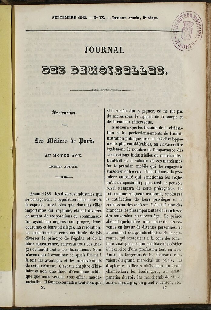 Miniatura de Journal des Demoiselles. 15 de Septiembre de 1842
