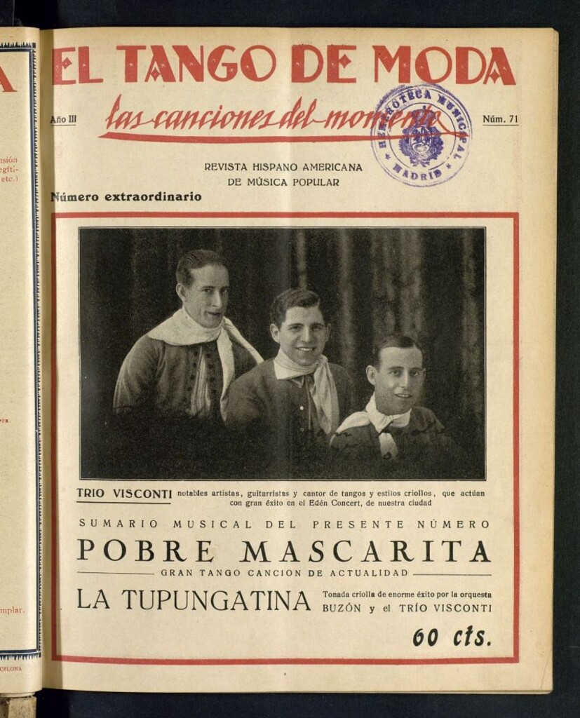 Miniatura de El Tango de Moda : revista popular hispano-americana. Aparece los sábados. Nº 71