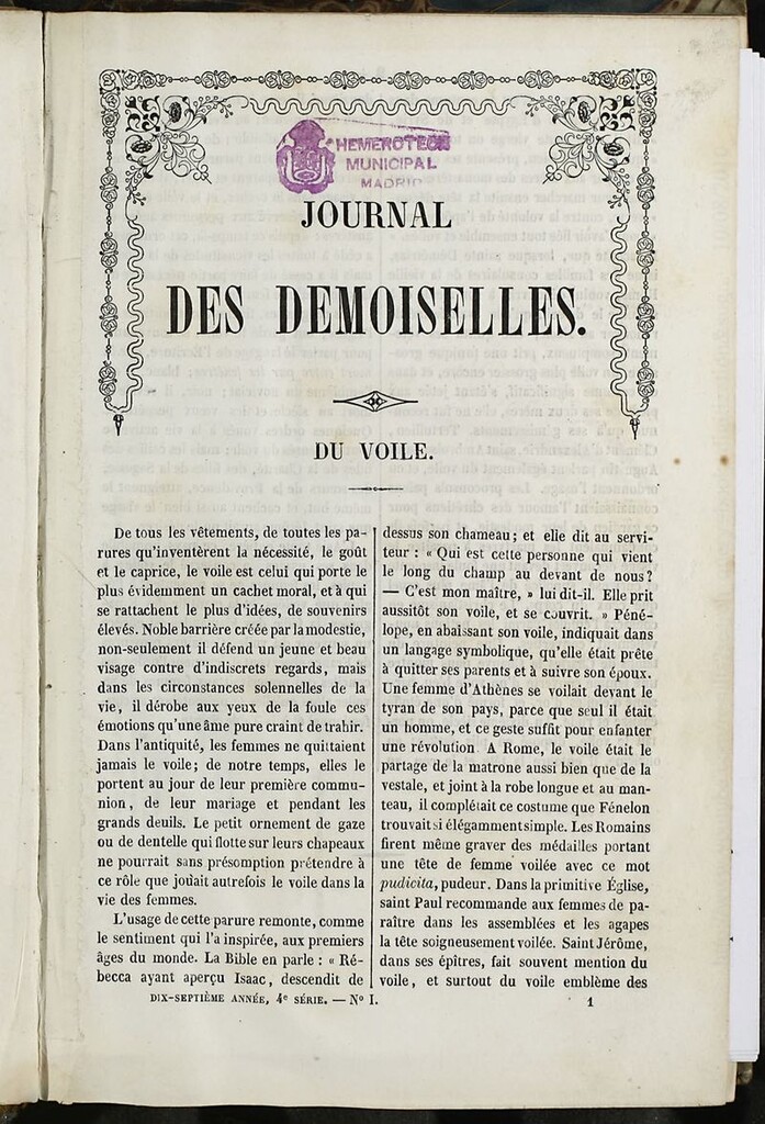 Miniatura de Journal des Demoiselles. 15 de Enero de 1849