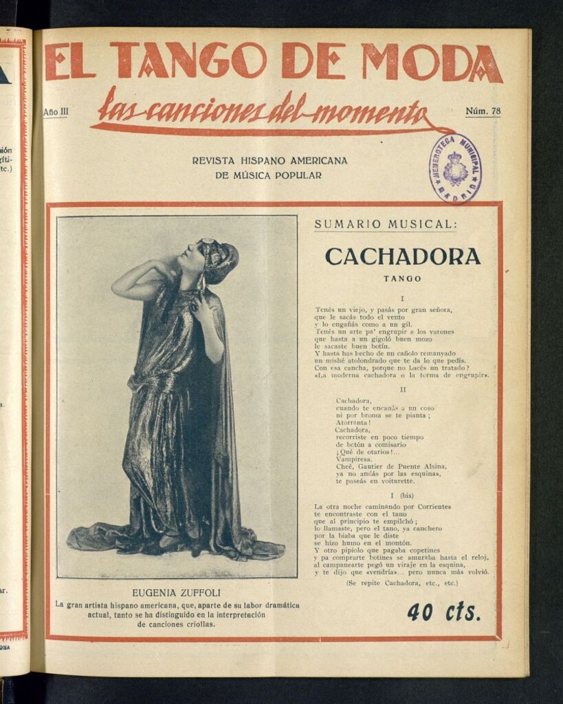 Miniatura de El Tango de Moda : revista popular hispano-americana. Aparece los sábados. Nº 78