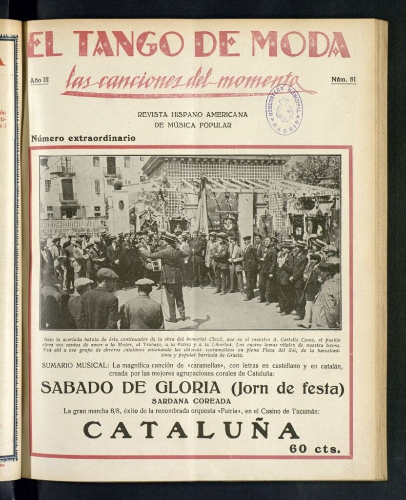 Miniatura de El Tango de Moda : revista popular hispano-americana. Aparece los sábados. Nº 81