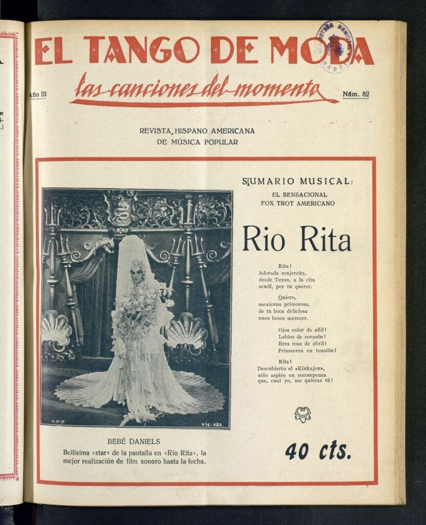 Miniatura de El Tango de Moda : revista popular hispano-americana. Aparece los sábados. Nº 82