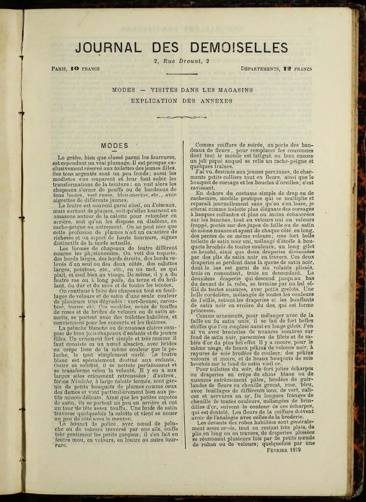 Miniatura de Journal des Demoiselles de febrero de 1879 anexo
