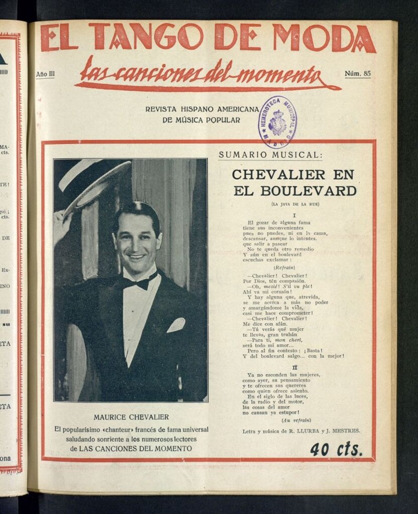 Miniatura de El Tango de Moda : revista popular hispano-americana. Aparece los sábados. Nº 85