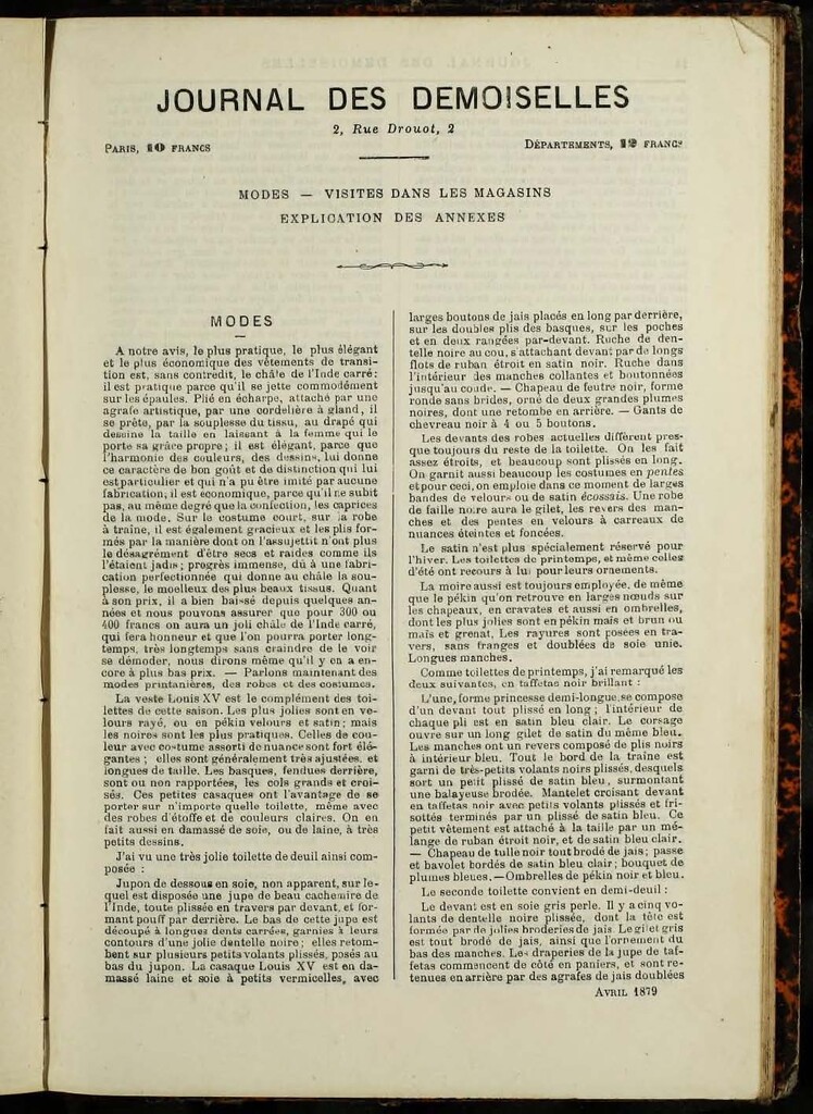 Miniatura de Journal des Demoiselles de abril de 1879 anexo