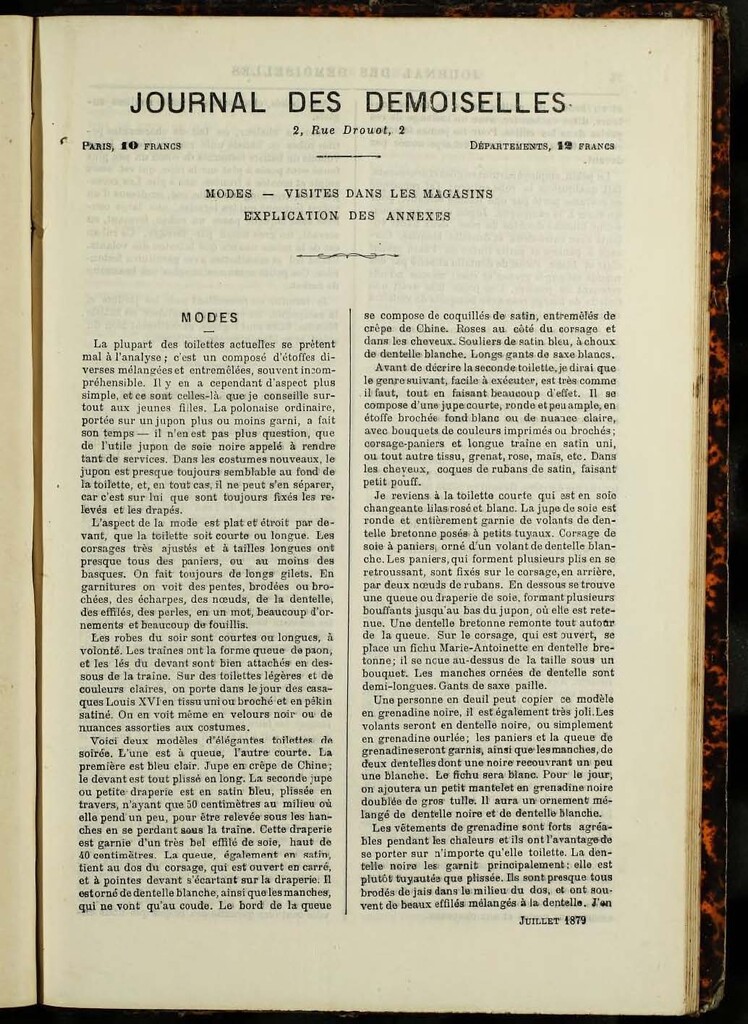 Miniatura de Journal des Demoiselles de julio de 1879 anexo