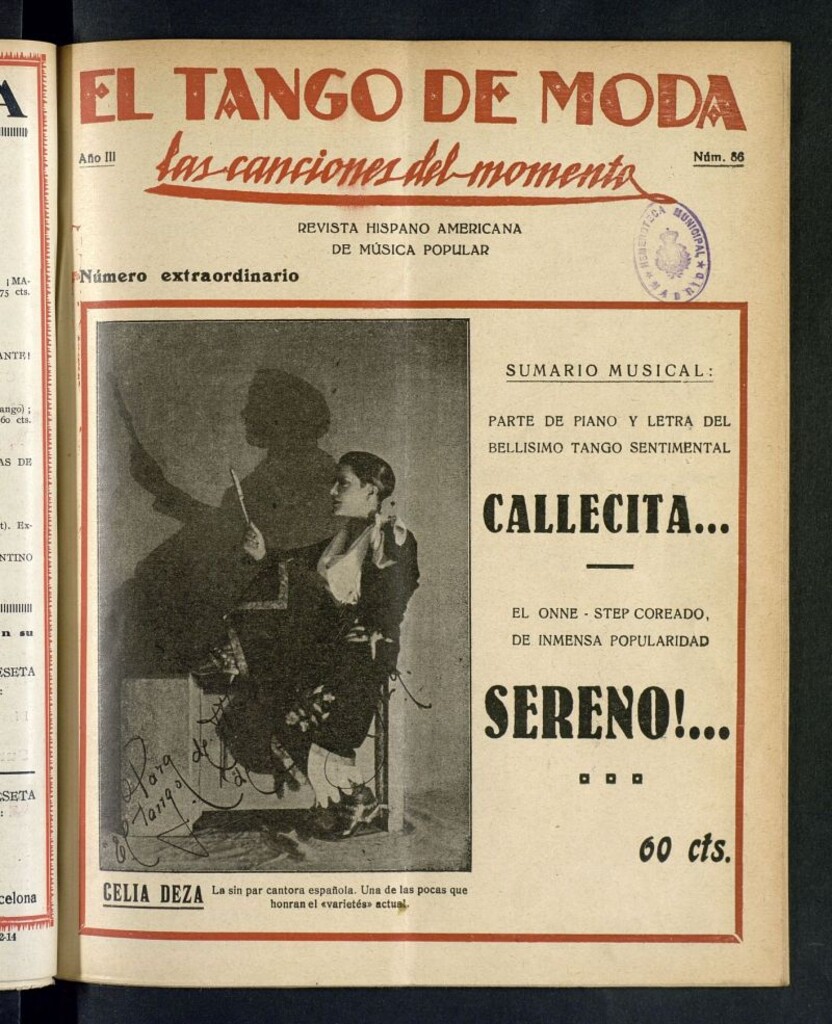 Miniatura de El Tango de Moda : revista popular hispano-americana. Aparece los sábados. Nº 86