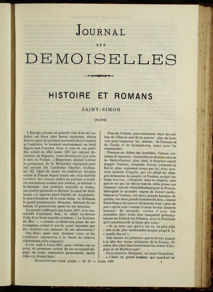 Miniatura de Journal des Demoiselles de abril de 1881