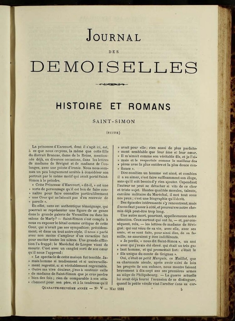 Miniatura de Journal des Demoiselles de mayo de 1881