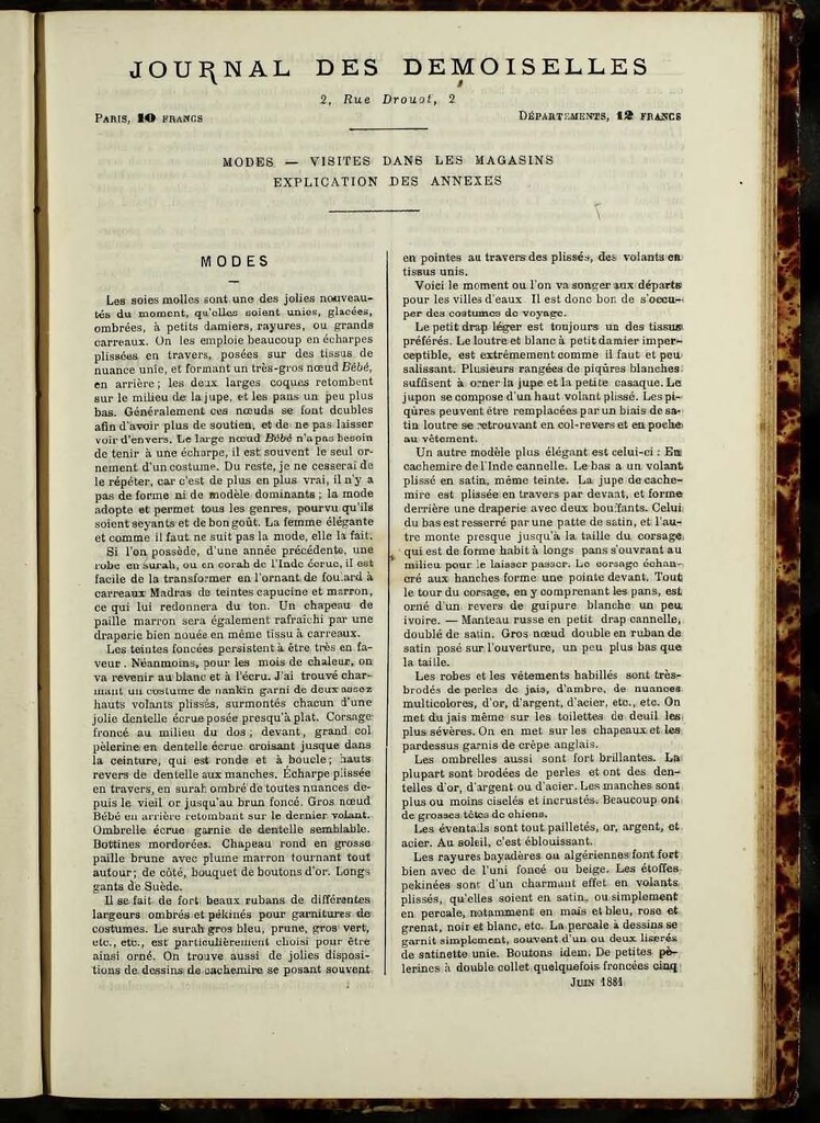 Miniatura de Journal des Demoiselles de junio de 1881 anexo