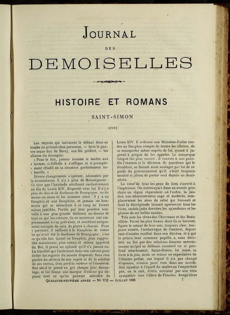 Miniatura de Journal des Demoiselles de julio de 1881