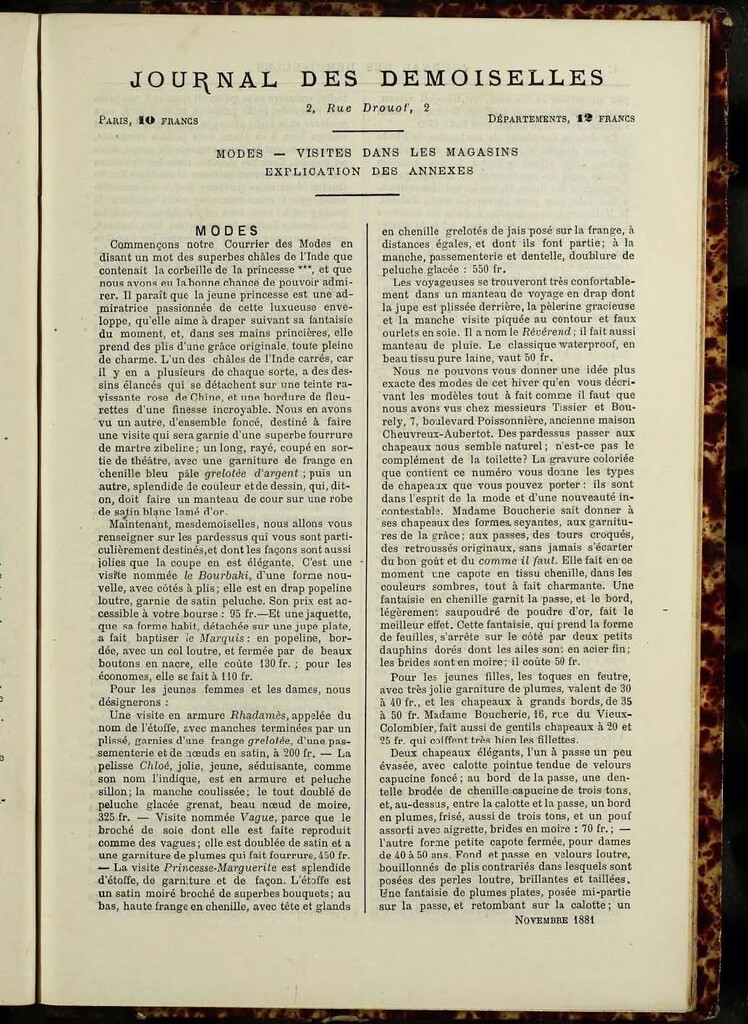 Miniatura de Journal des Demoiselles de noviembre de 1881 anexo