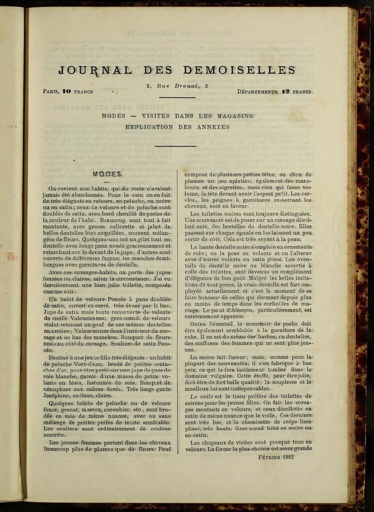Miniatura de Journal des Demoiselles de febrero de 1882 anexo