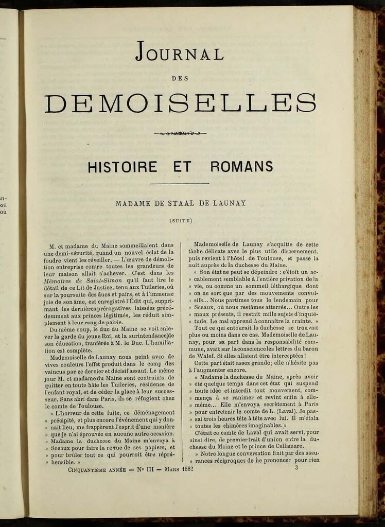 Miniatura de Journal des Demoiselles de marzo de 1882