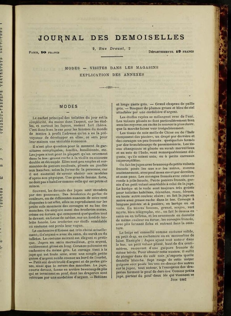 Miniatura de Journal des Demoiselles de junio de 1882 anexo
