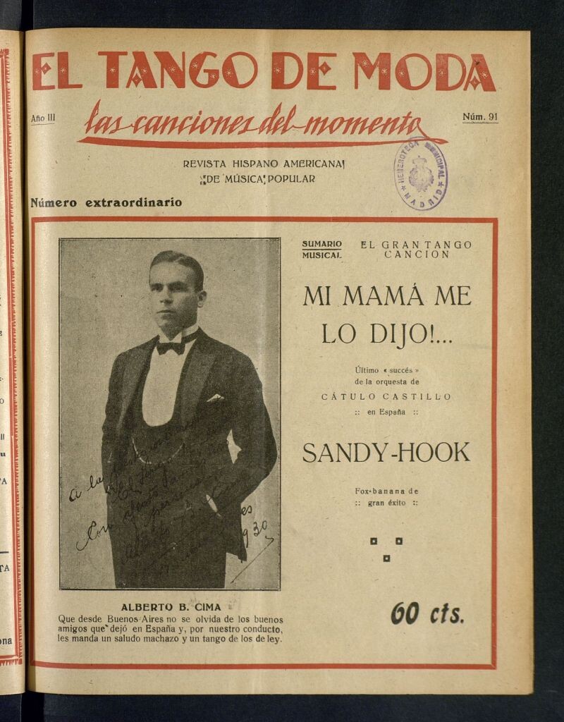 Miniatura de El Tango de Moda : revista popular hispano-americana. Aparece los sábados. Nº 91