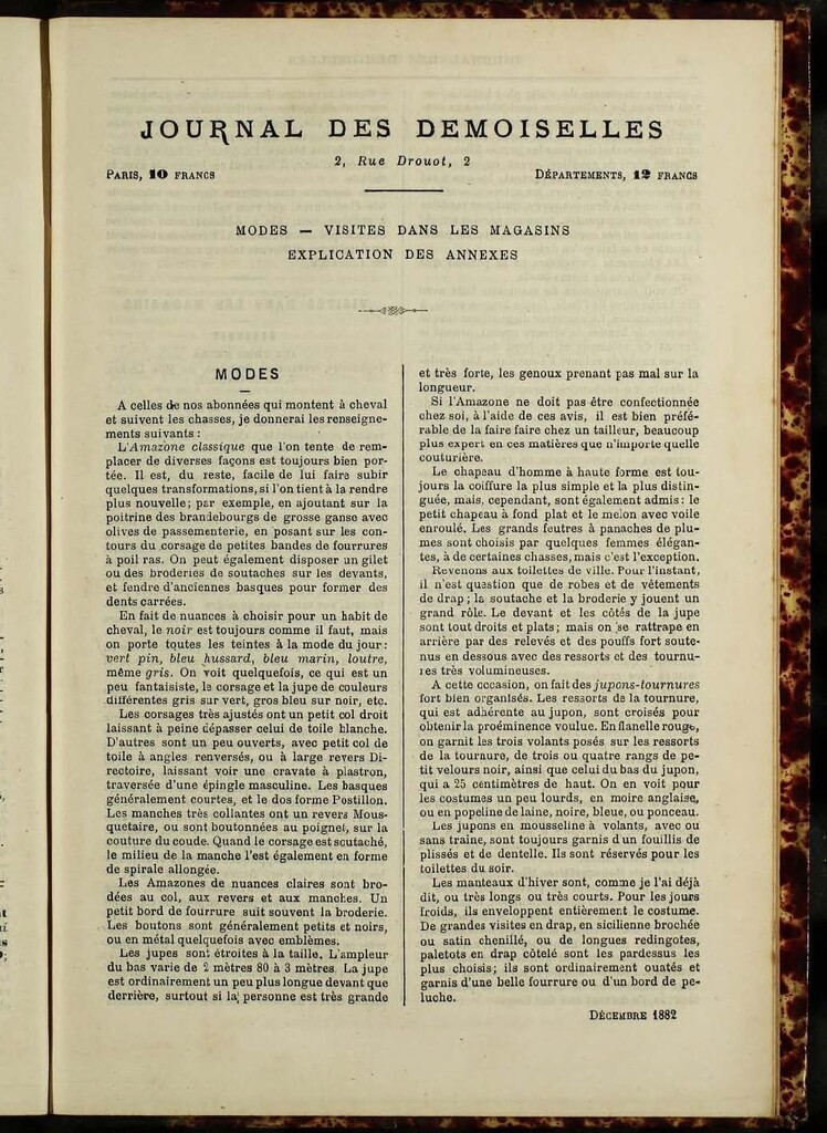 Miniatura de Journal des Demoiselles de diciembre de 1882 anexo