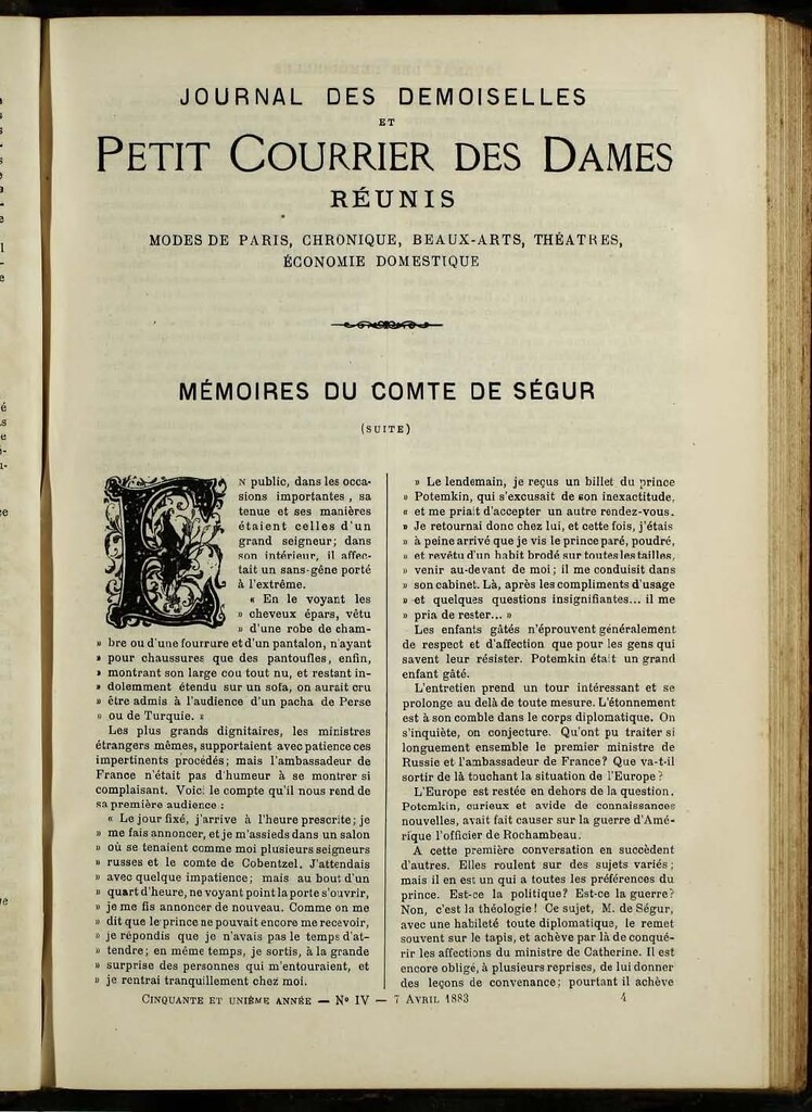 Miniatura de Journal des Demoiselles de abril de 1883