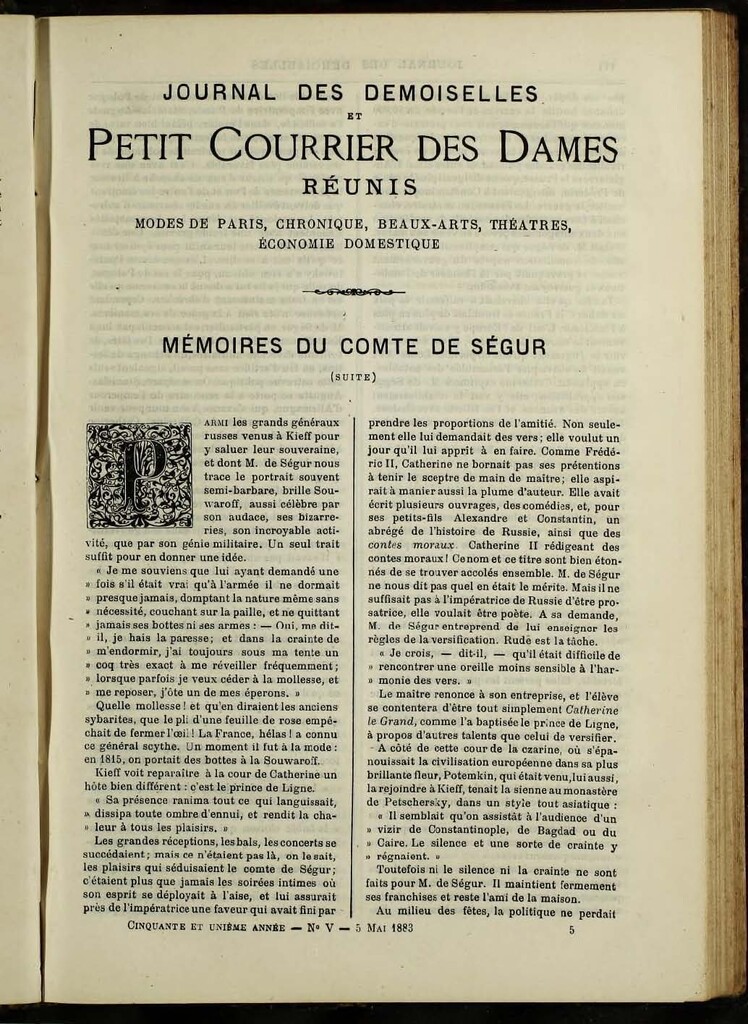Miniatura de Journal des Demoiselles de mayo de 1883