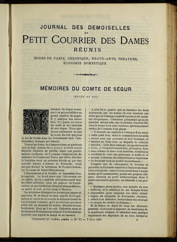 Miniatura de Journal des Demoiselles de junio de 1883