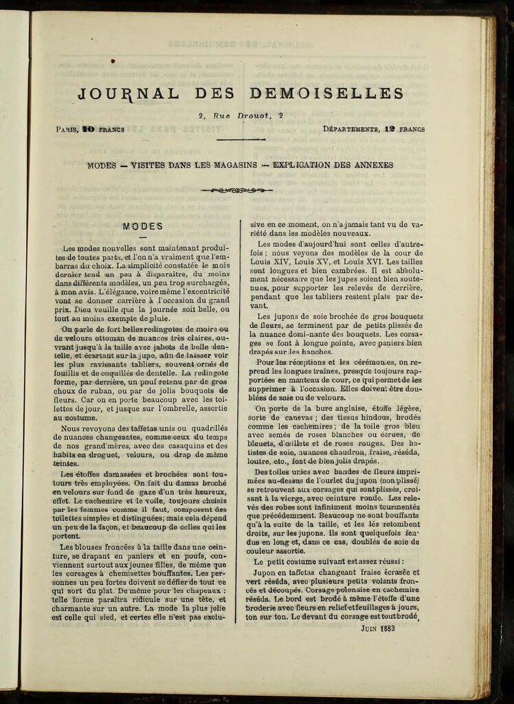Miniatura de Journal des Demoiselles de junio de 1883 anexo