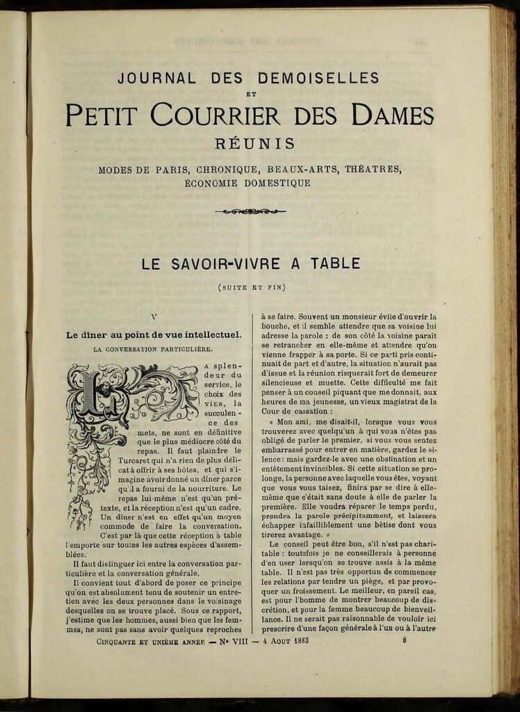 Miniatura de Journal des Demoiselles de agosto de 1883