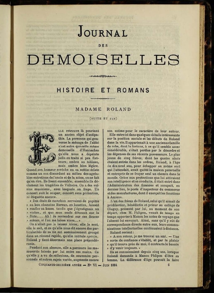 Miniatura de Journal des Demoiselles de junio de 1884