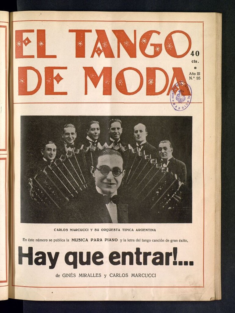 Miniatura de El Tango de Moda : revista popular hispano-americana. Aparece los sábados. Nº 95