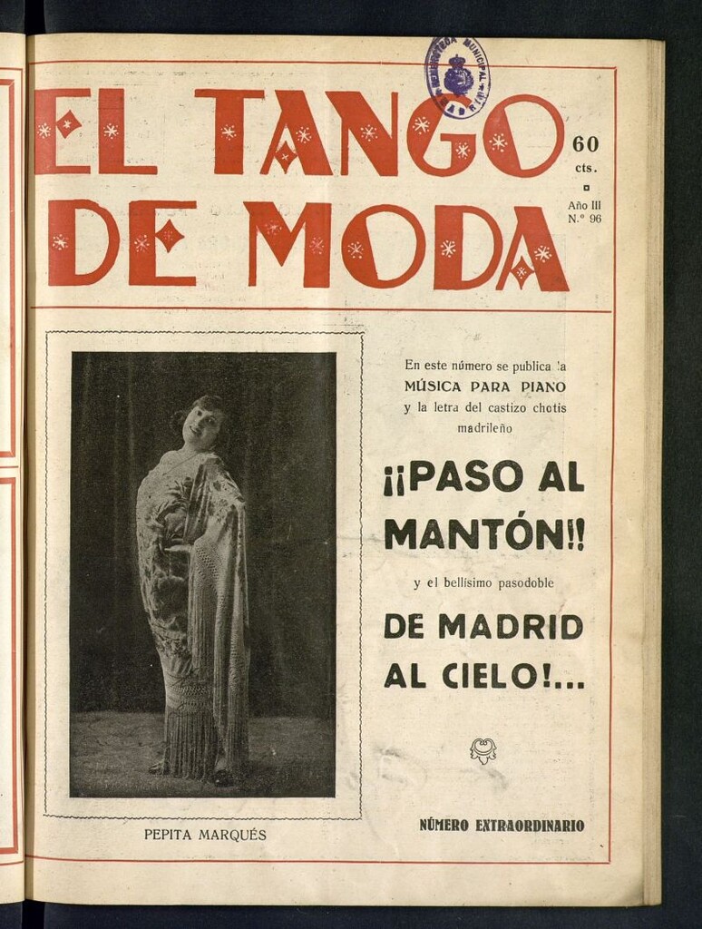 Miniatura de El Tango de Moda : revista popular hispano-americana. Aparece los sábados. Nº 96
